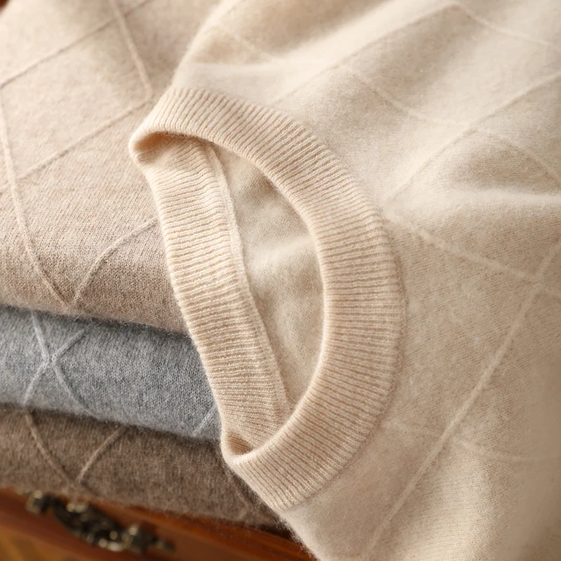 

Men Knitted Sweaters 100% Goat Cashmere Sweater O-Neck Long-Sleeve Thick Pullover Winter Fall Male Jumpers Clothing High quality