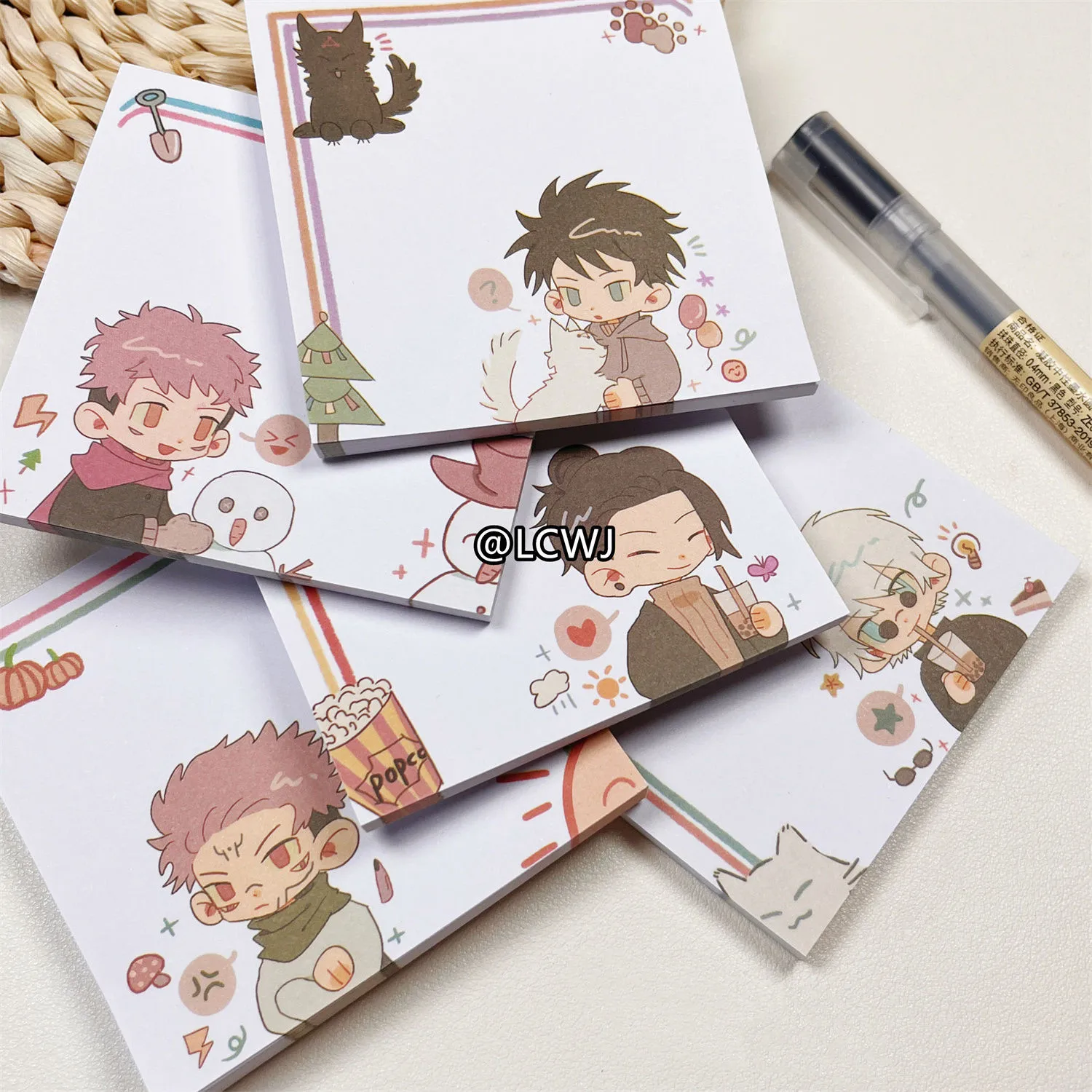 Gojo Satoru Memo Pad Cute JJK Anime Goods Geto Suguru Leave Message Notes Student Stationery School Supplies Kawaii Friend Gift