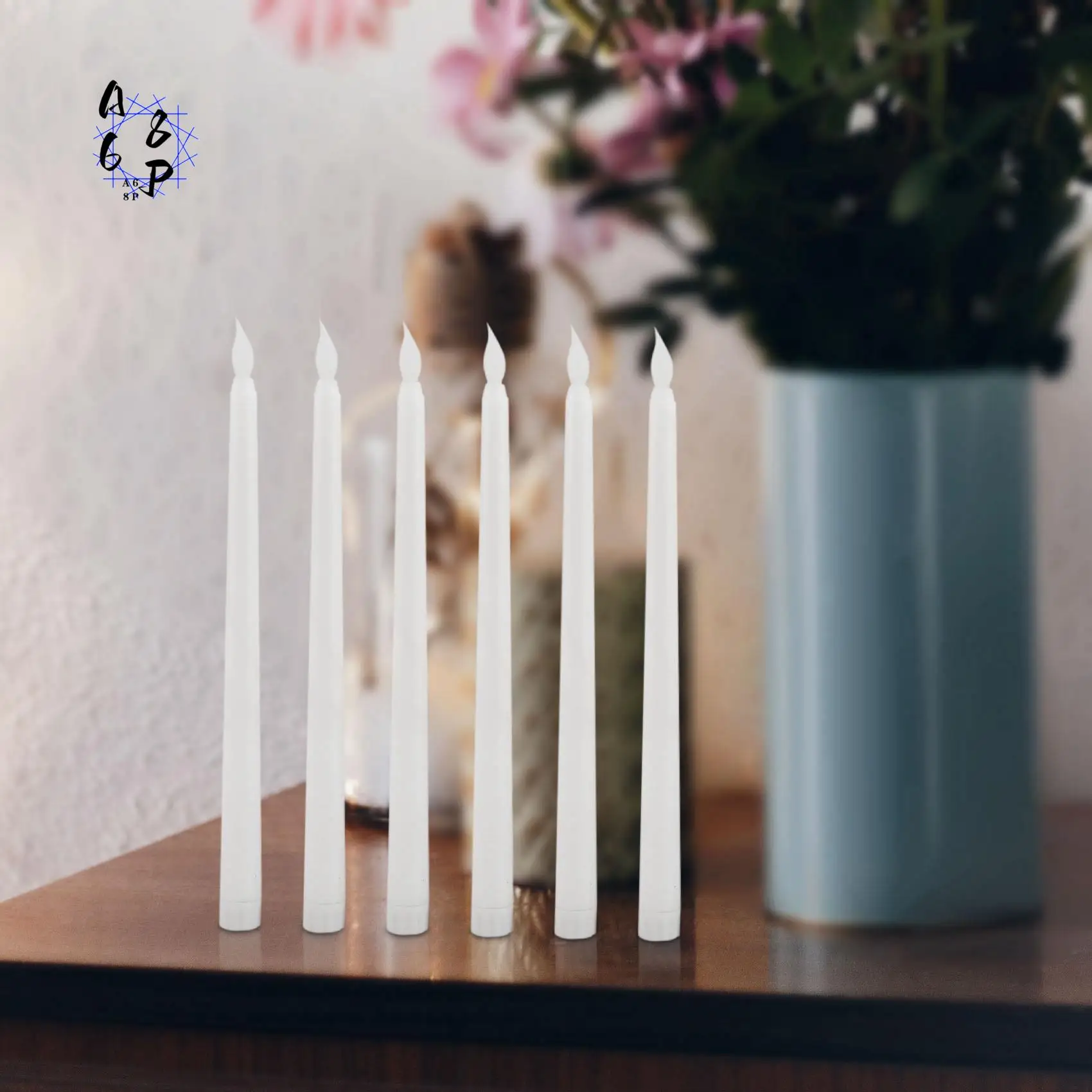 A68P-6Pcs LED Taper Candle For Dinner, Flickering Flameless Tapered Battery Operated Table Settings Weddings Birthday Parties