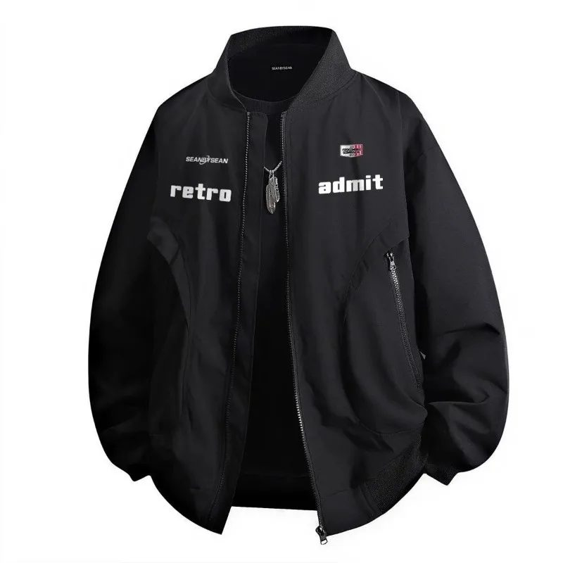 

Autumn Winter Printed Internet Celebrity Men's Cycling Sports Jacket High Street Jacket Baseball Uniform Black Style