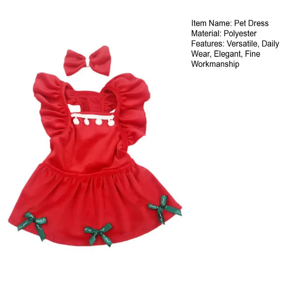 1 Set Pet Dress Christmas Dog Costume Elegant Red Skirt with Bow Headdress Cat Princess Dress Pet Supplies