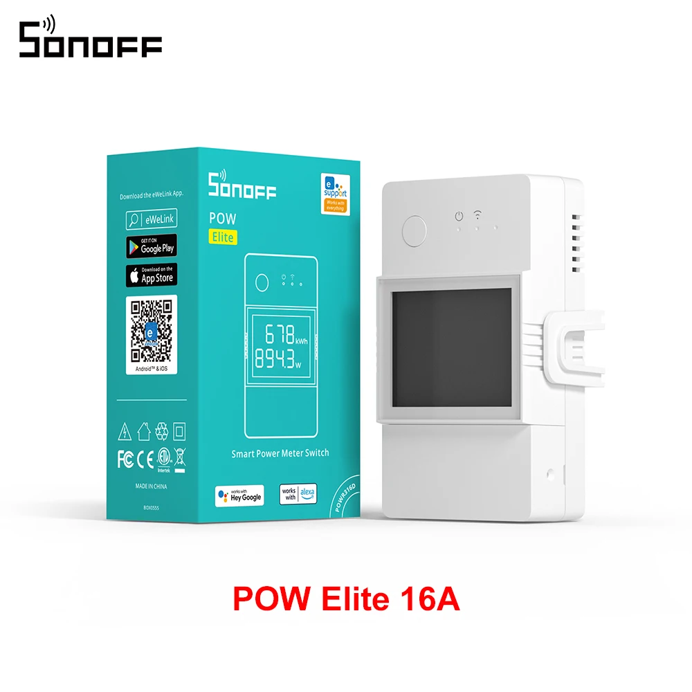 SONOFF POW Elite 16A/20A Smart Power Meter Switch LCD-Bildschirm ESP32 Chip 14s Schnelle Paarung Fernbedienung von eWeLink Google Home
