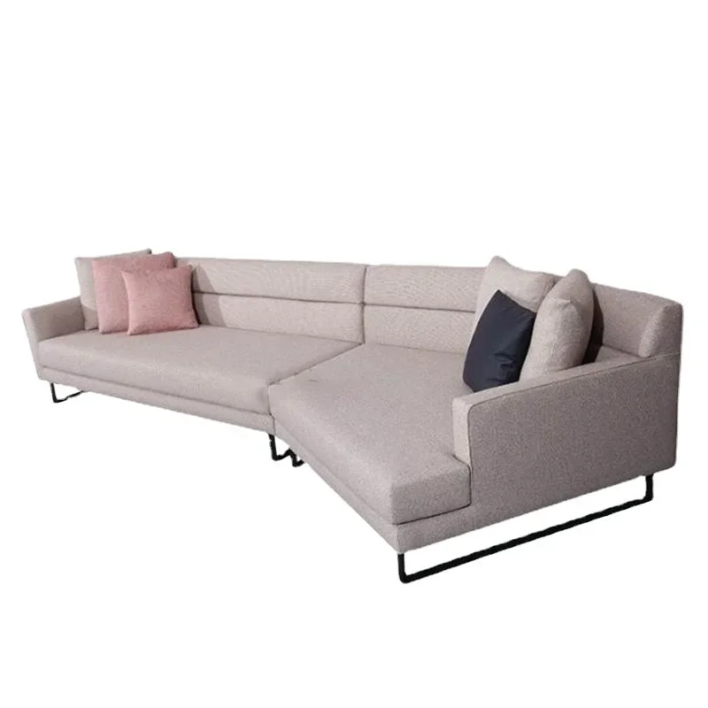 Corner special-shaped fabric sofa, Nordic light luxury, leave-in technology cloth, simple living room arc