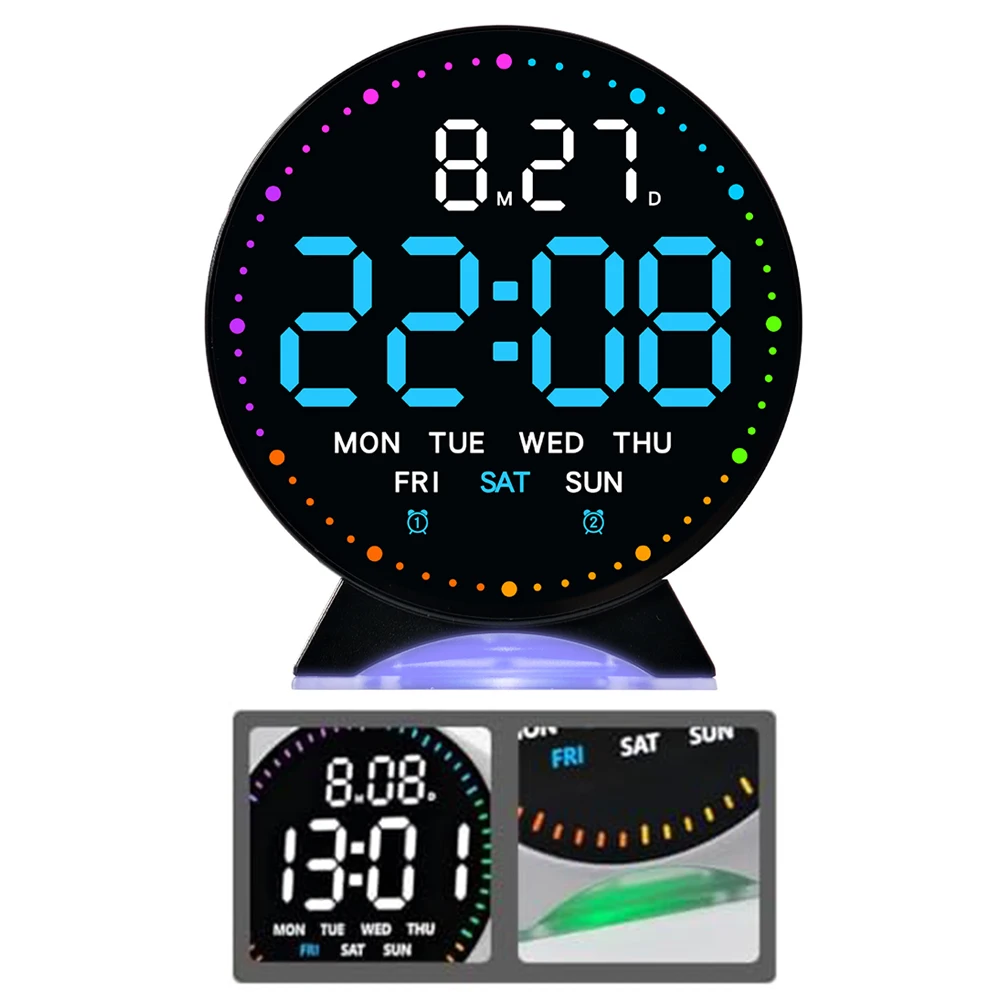2in1 LED Alarm Clock and Night Light with Auto Dimming Function USB Powered Digital Desk Clock for Bedroom and Office