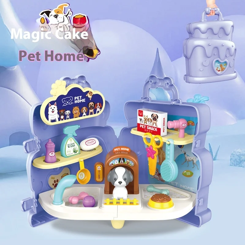 Playing House Children Toys Pet Theme Cartoon Animal Kindergarten Cake Modelling Scene Simulation Dress Uppuzzle Puzzle Toys  ﻿