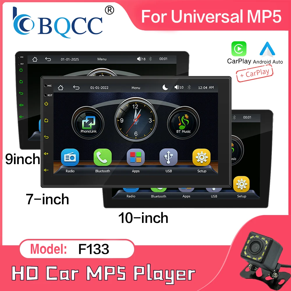 BQCC 7/9/10 '' Universal CarMP5 Radio supports Carplay Android Auto Mirrorlink RDS FM AM Bluetooth car multimedia audio receiver