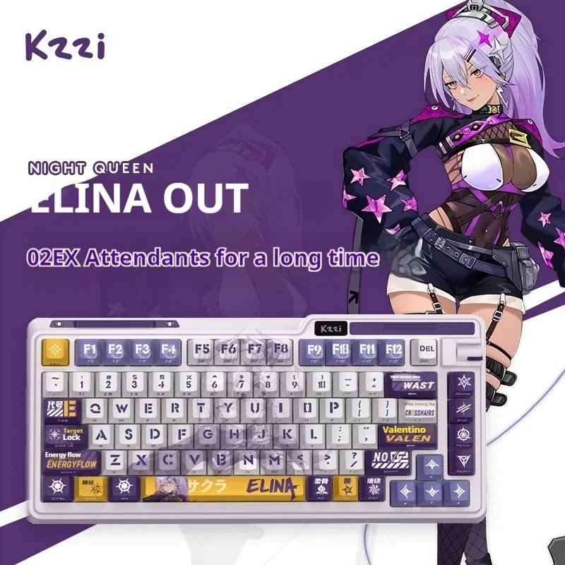 Kzzi K75 IP Anime customized Mechanical Keyboard Wireless Bluetooth  2.4G Wired Keyboard RGB Hotswap Gaming Non-contact Keyboard