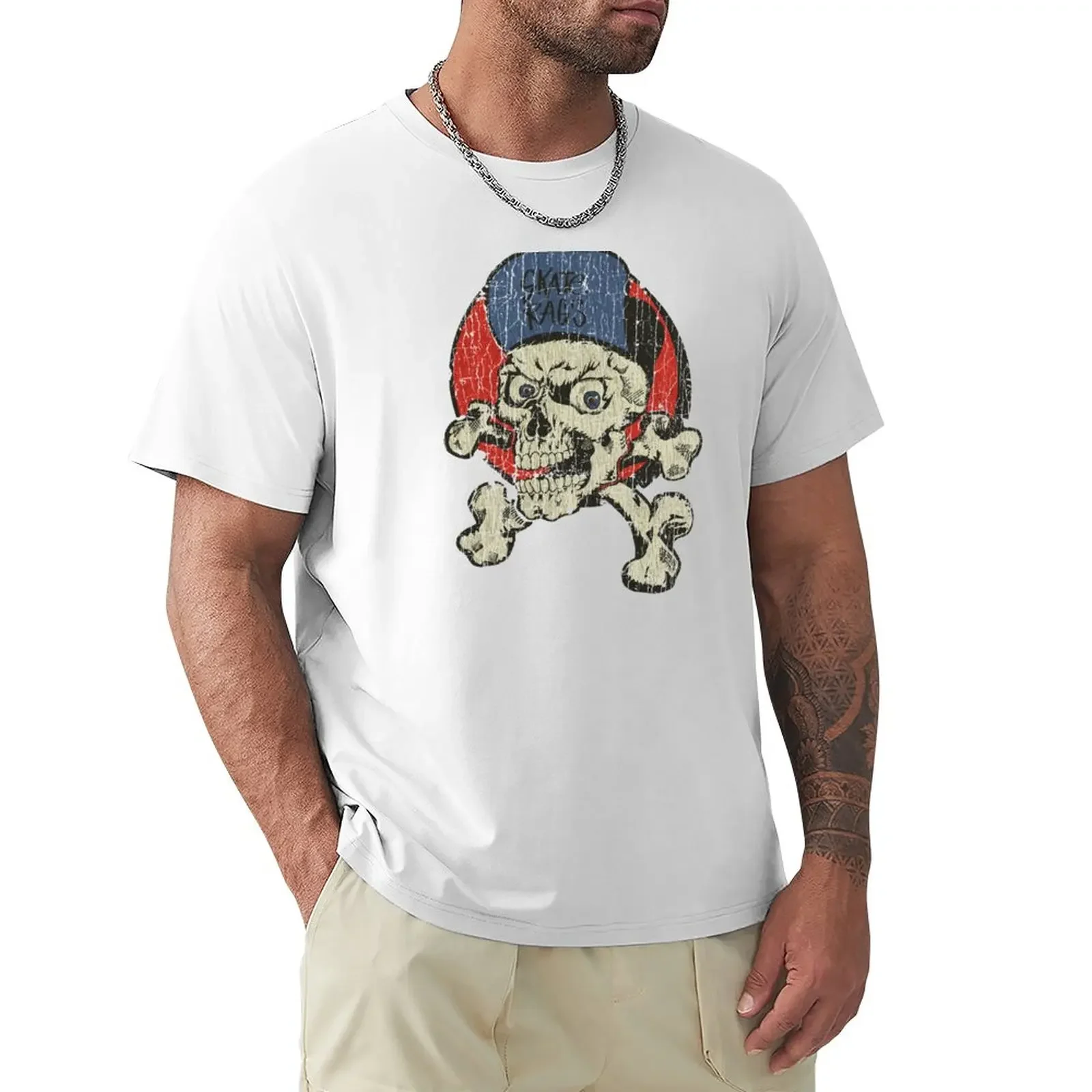 

Skate Rags Skull & Crossbones T-Shirt summer clothes summer tops quick-drying Men's clothing