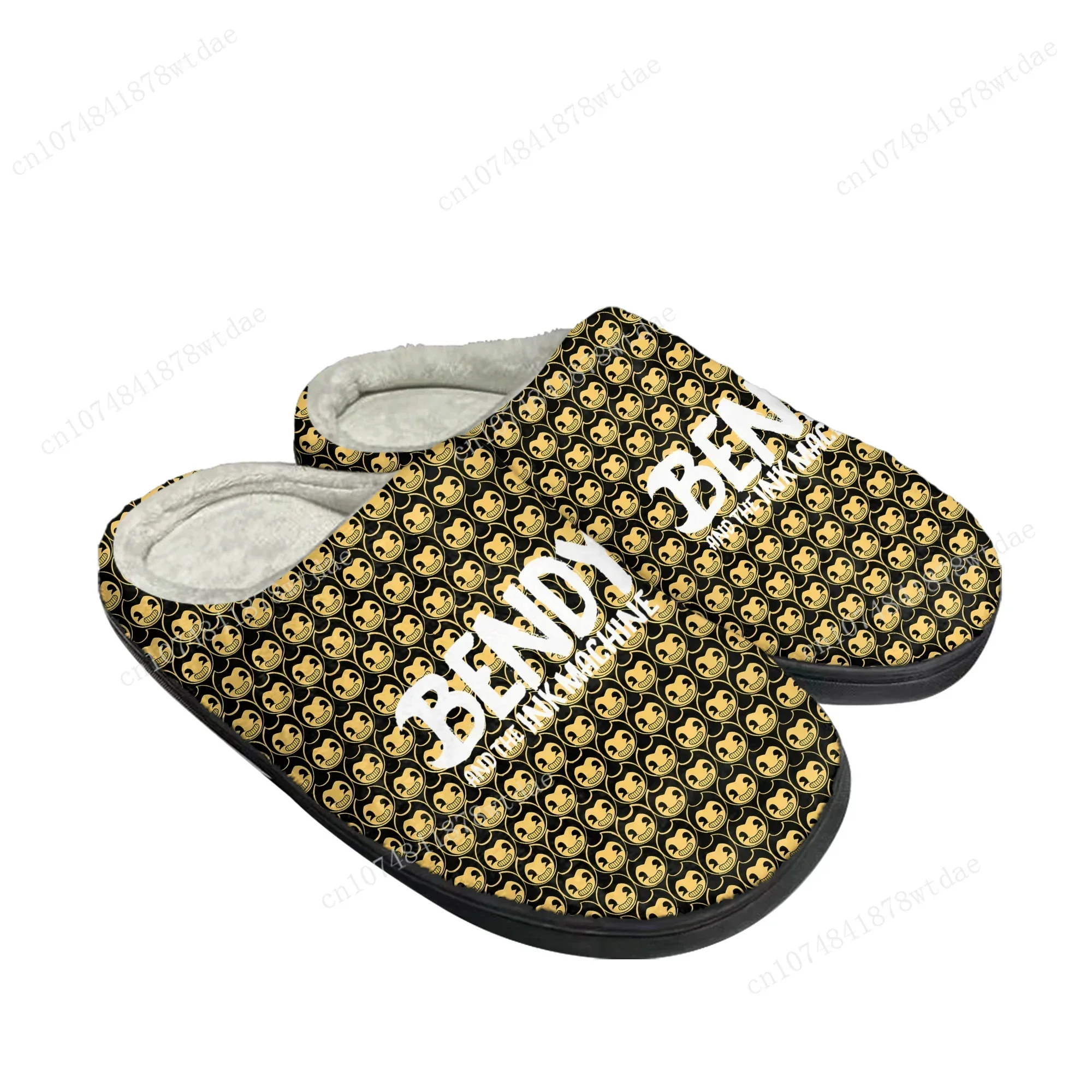 Sandal katun rumah mesin i-ink m-ink Anime Game pria wanita muda b-bendy sepatu tetap hangat kustom sandal dalam ruangan