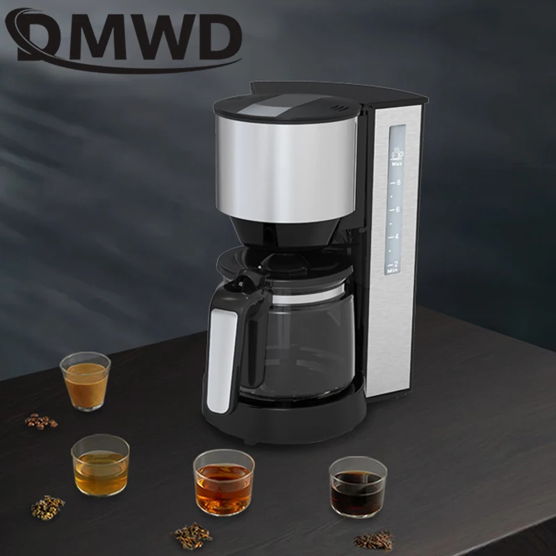 DMWD American Coffee Machine Automatic Drip Coffee Maker Teapot Insulated Coffee Brewing Machine Multifunctional Tea Maker 1.25L