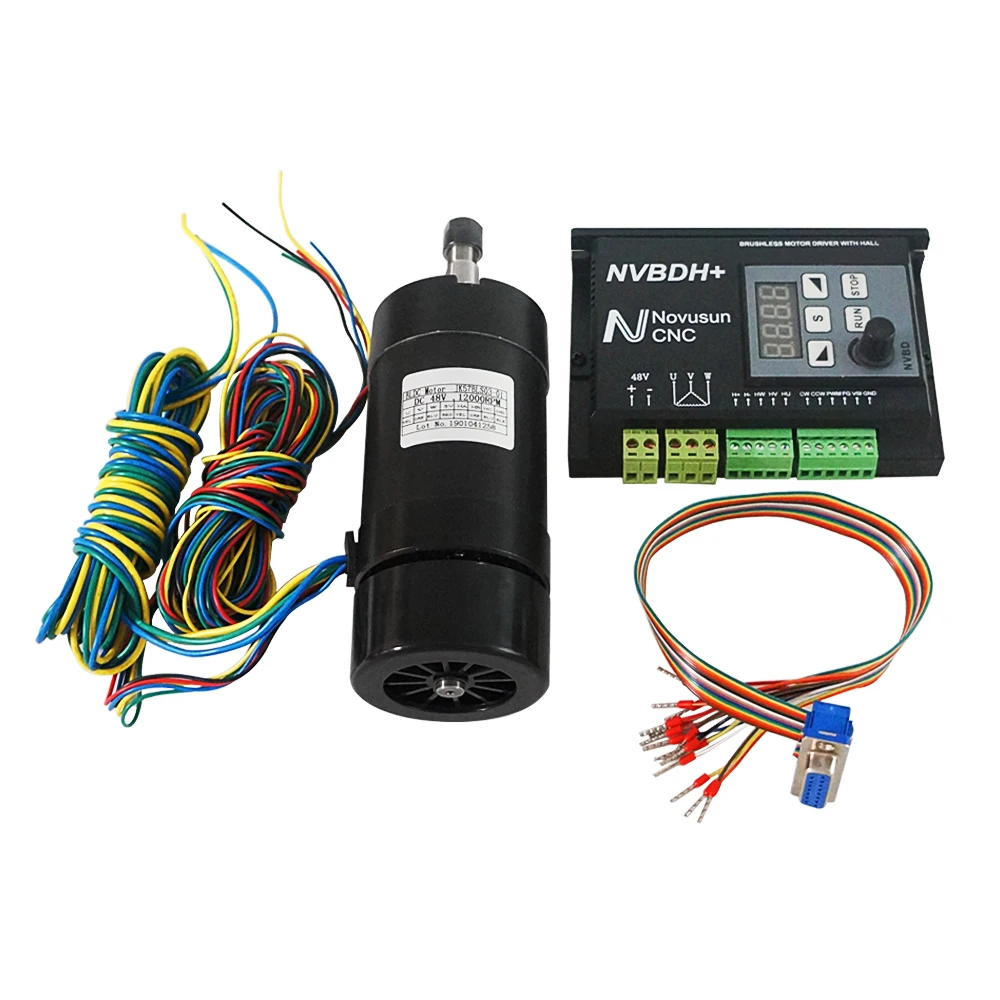 DC Motor Air Cooled Spindle Brushless ER8 Brushless Motor Driver NVBDH+ With Hall for CNC Router Machine