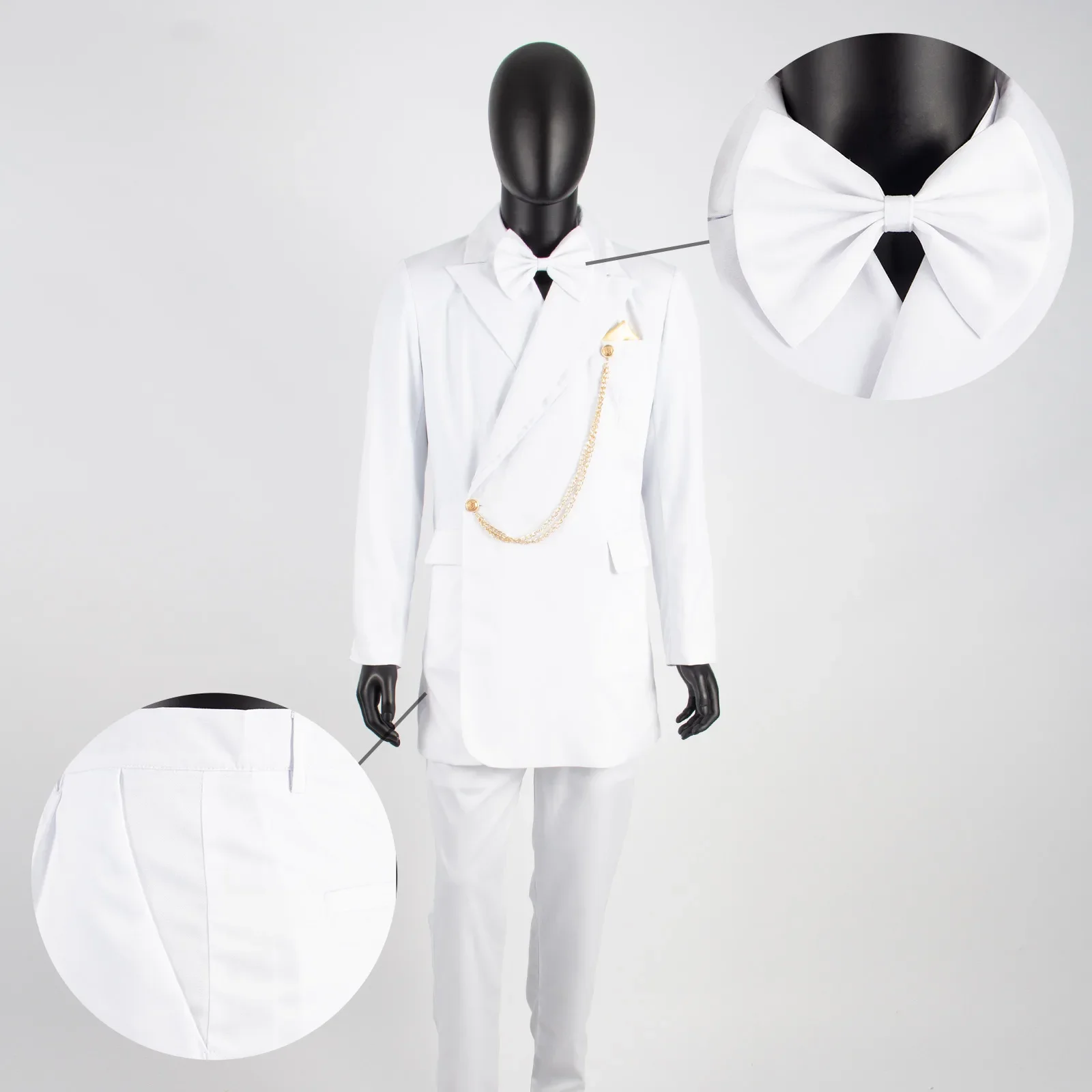 Men`s Suits Slim Fit Blazer and Pants 2 Piece Set Dashiki Outfits with Bow Tie Chain Kerchief African Clothes Wedding A2316016