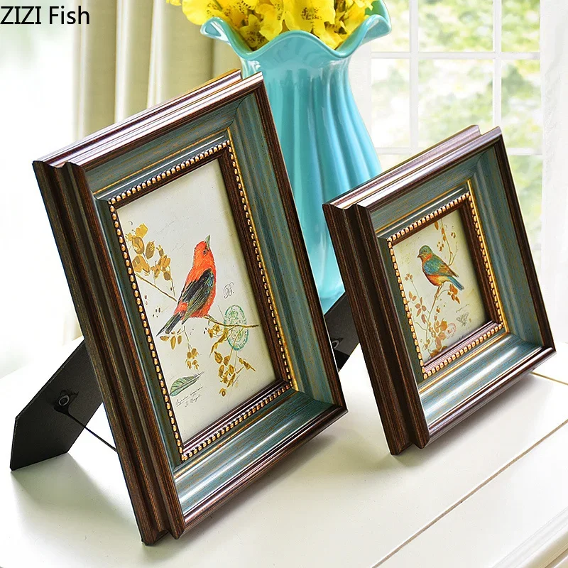 

For Vintage Imitation Wood Photo Frame Nightstand Desk Decoration Ornaments 6/7/10 Inch Antique Picture Frames Rustic Home Decor