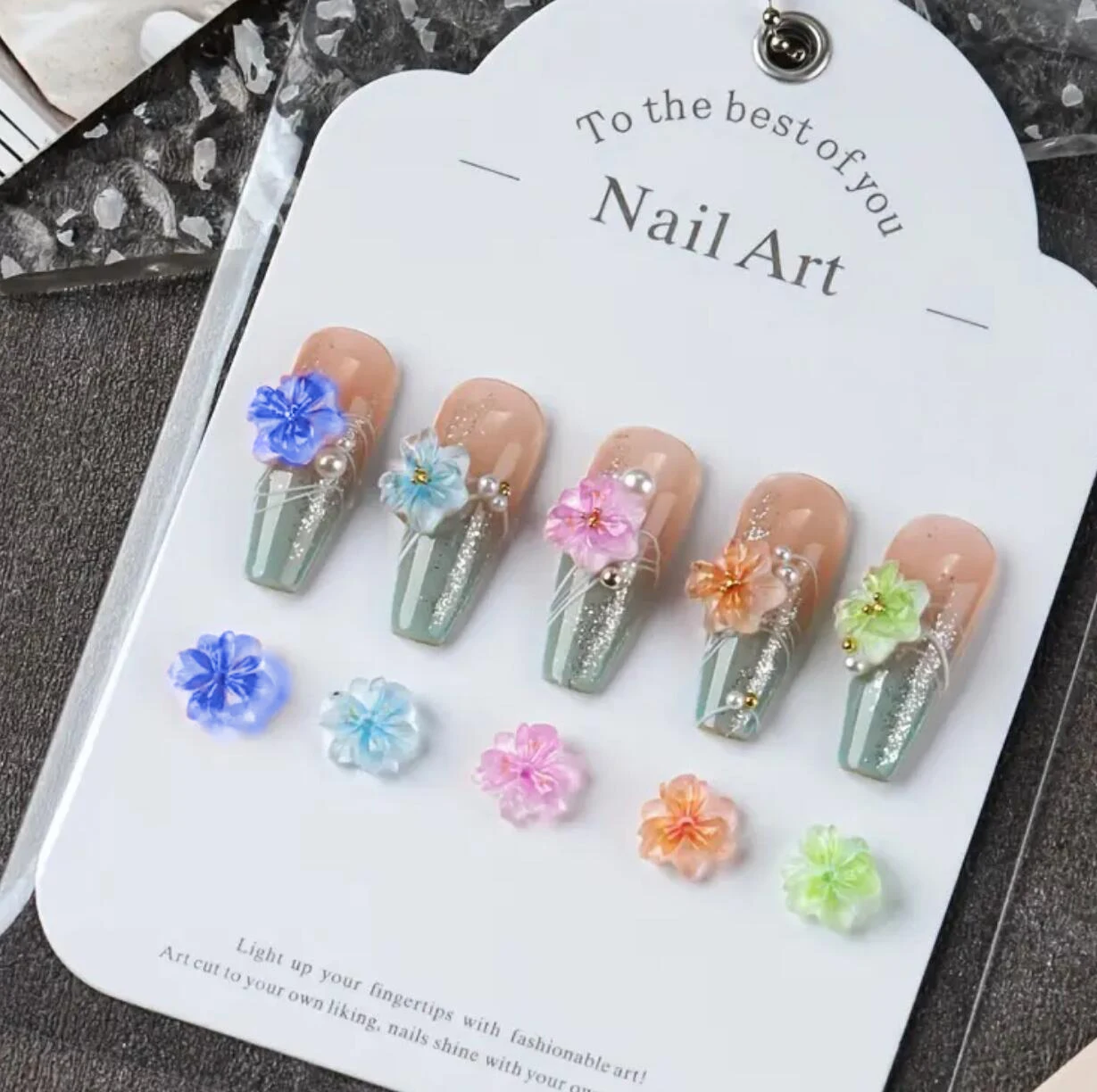 20/50 pièces 3D fleurs de cerisier rose breloques pour ongles glace translucide dégradé Sakura ongles strass mignon cinq pétales fleur décoration des ongles