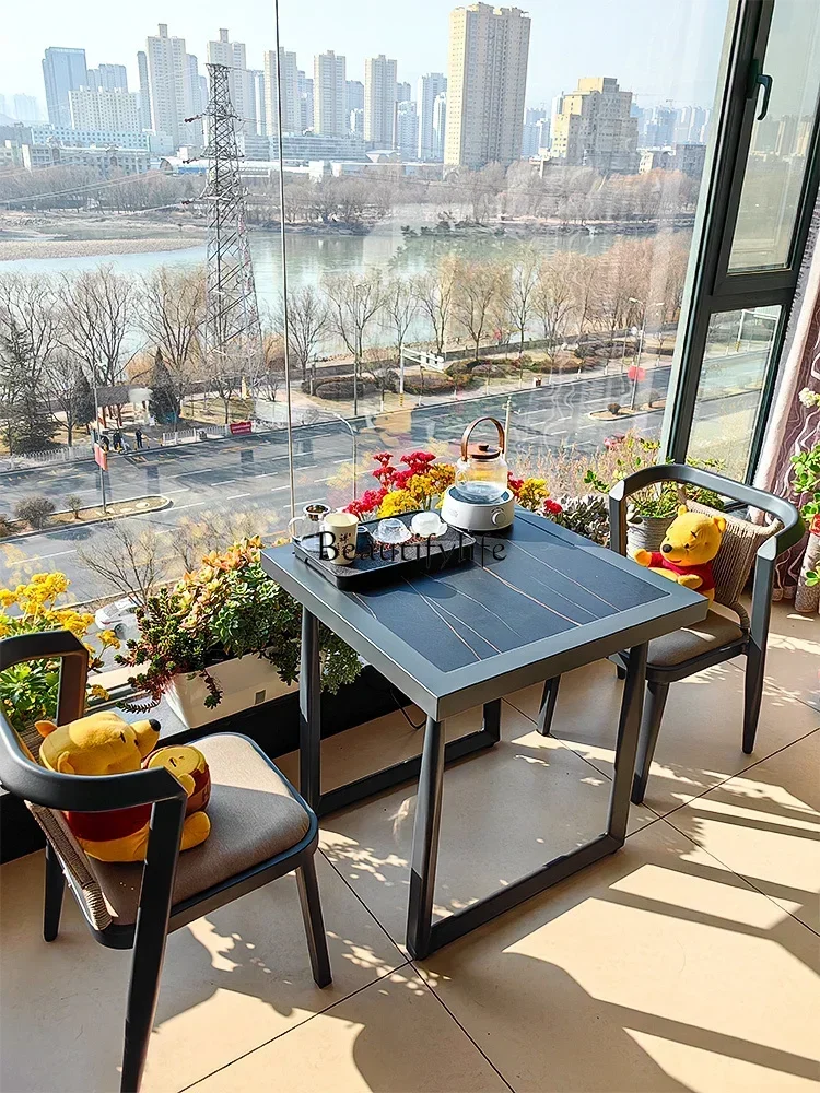 

LJYlLight Luxury Leisure Balcony Tea Making Table Household Tea Tray Simple Modern