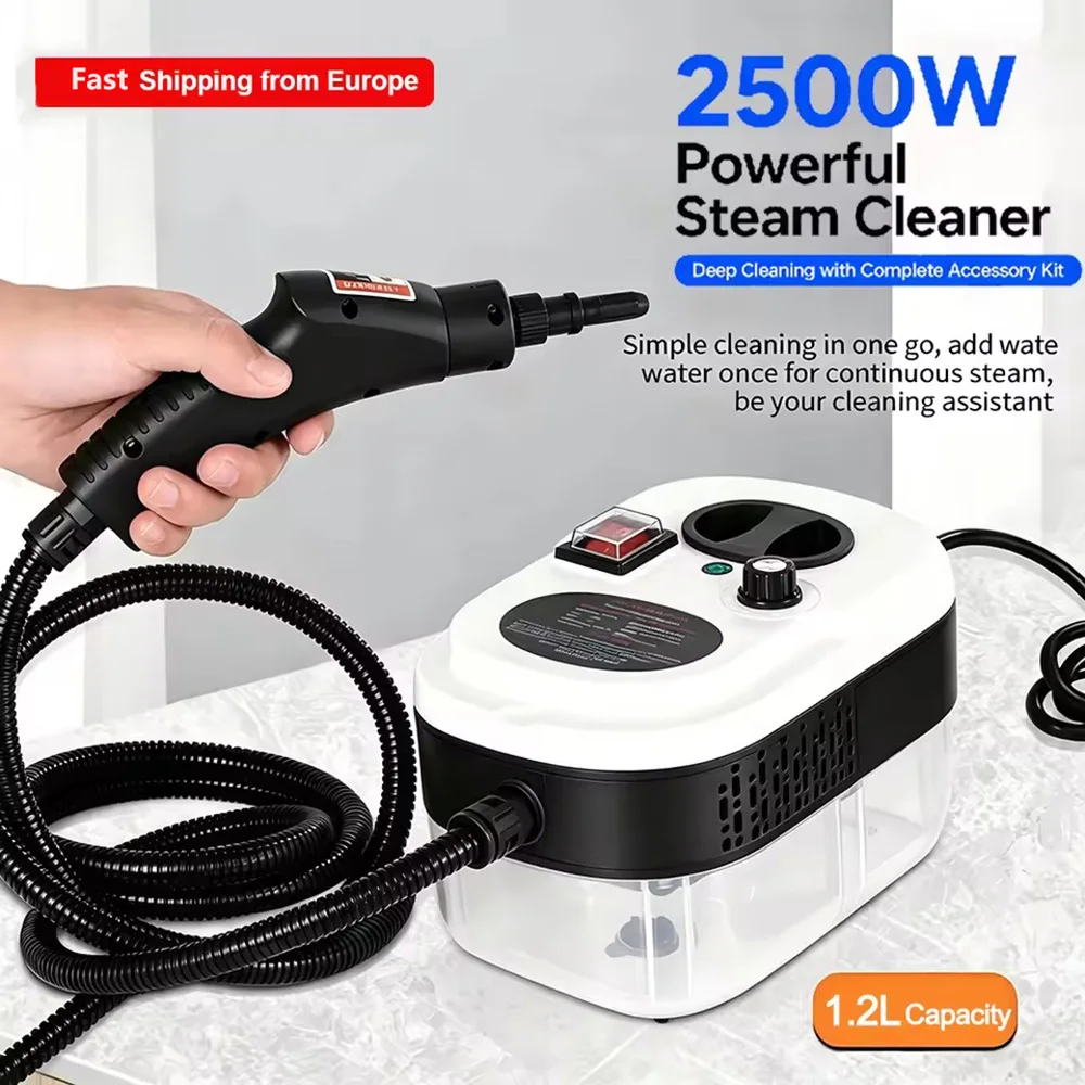 Image of 2500W Handdampfreiniger, tragbarer Dampfreiniger mit 220V EU-Stecker, Tiefenreinigung, 6 Modi für Küchenhaube, Klimaanlage, Auto