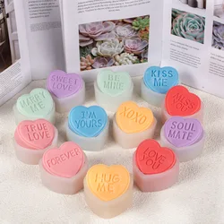 New Love Heart Shape Silicone Soap Mold 3D Letter Love Aromatherapy Candle Mold Plaster Resin Soap Mould Valentine's Day Gifts