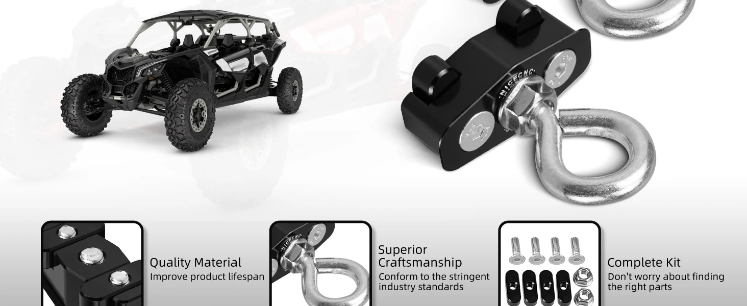 NICECNC Für Can Am Maverick X3 2017-2021 2 Stück Aluminium UTV-Sicherungsbefestigungsanker Für Can-Am Maverick X3 XDS XRS XMR XRC Turbo – Detail 2