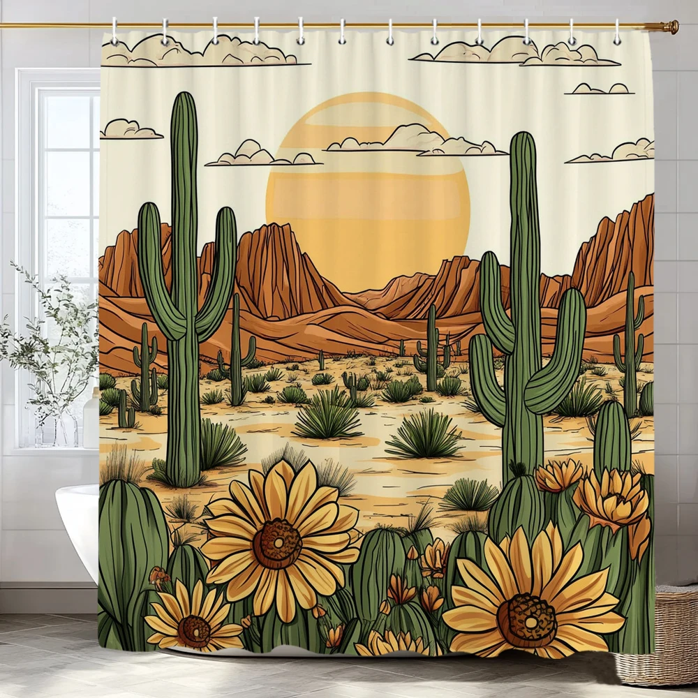 

Tropical plants, flowers, cactus patterns Shower Curtain, Bathroom Decorative Shower Curtain,Home Curtain with Hooks