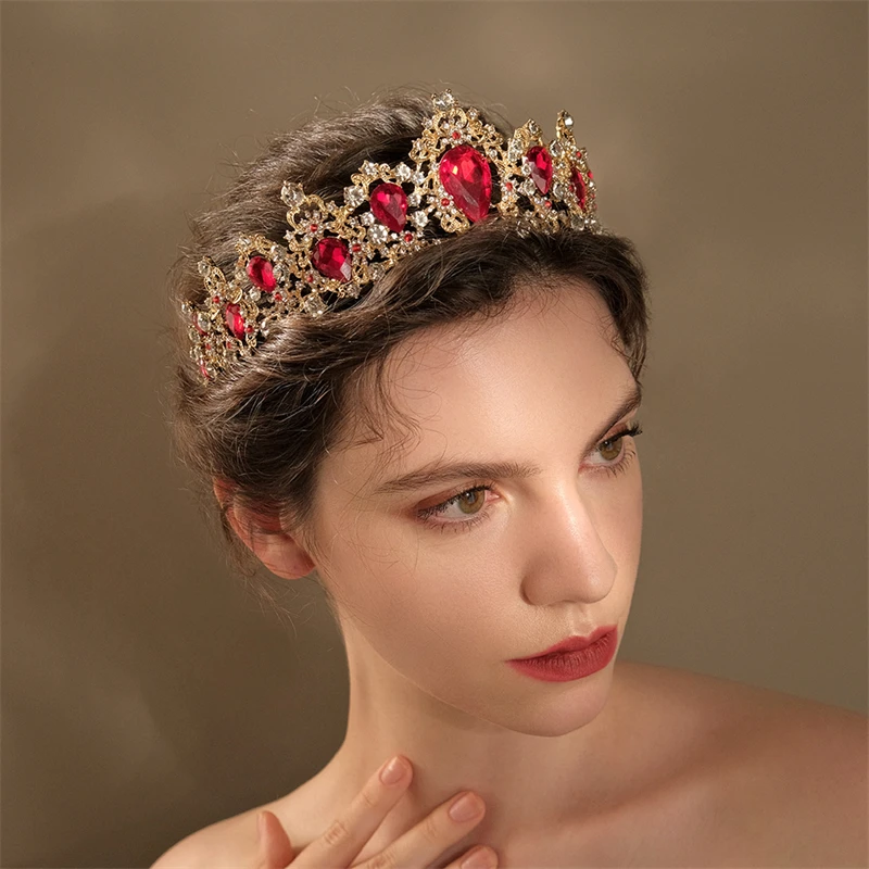 Itacazzo Bridal Headdress with a Red Lady Exquisite Wedding Princess Alloy Classic Tiaras Adult Fashion Party Crown