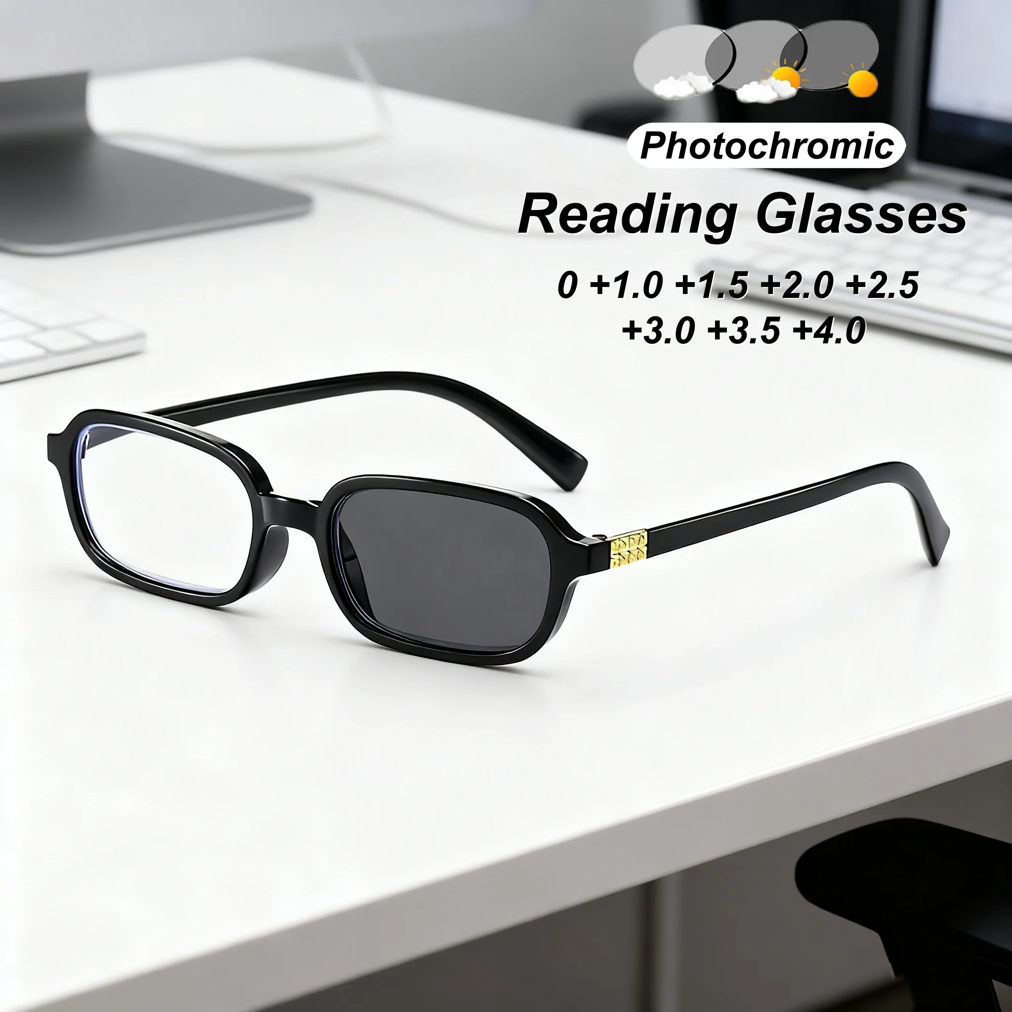 

New Fashion Small Frame Photochromic Women's Reading Glasses Outdoor Neutral High Quality Simple and Versatile Sunscreen Glasses