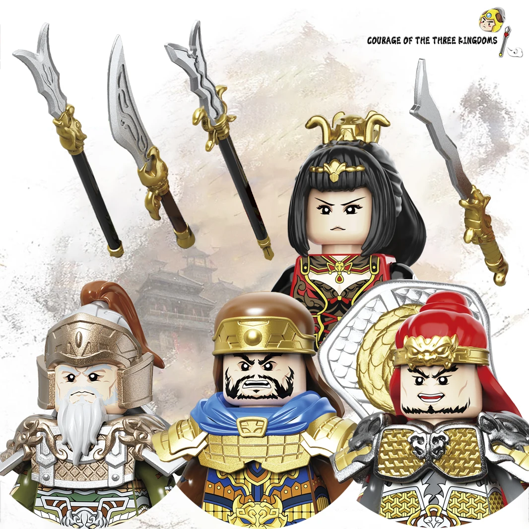

New Three Kingdoms Chinese Historical Generals Mini Figure Long Spear Models Building Blocks Kids Toys Gift Boys Girls Juguetes