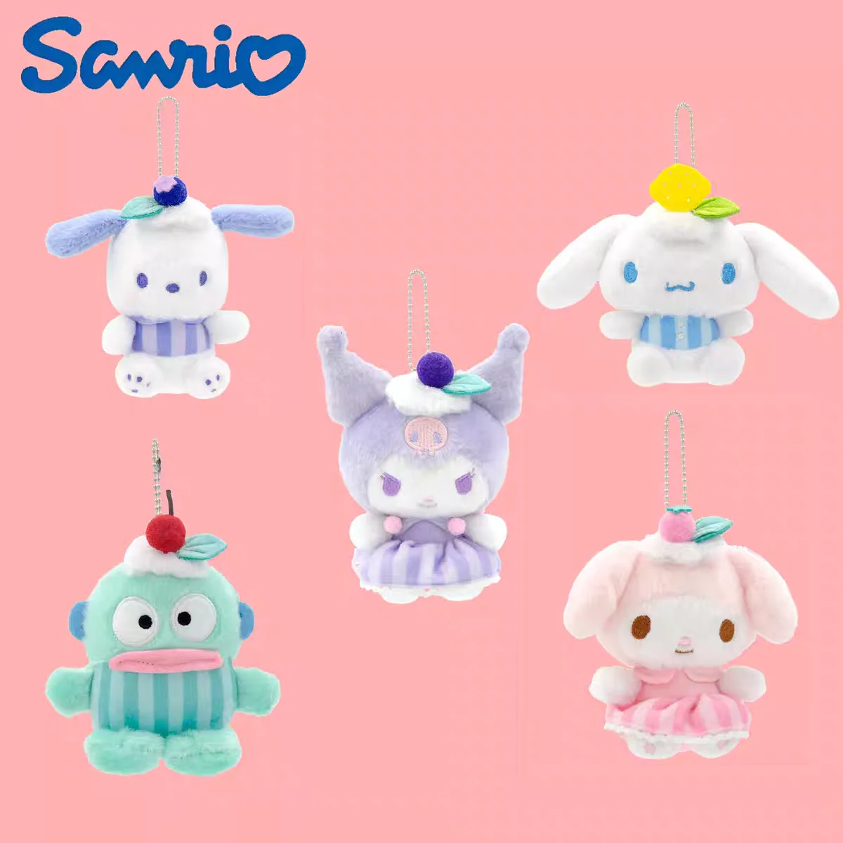 Sanrio Hangyodon Kuromi Melody Pochacco Cinnamoroll Gefüllte Plüschtiere Anhänger Niedlicher KT Schlüsselanhänger Anime Schlüsselanhänger Weihnachtsgeschenk