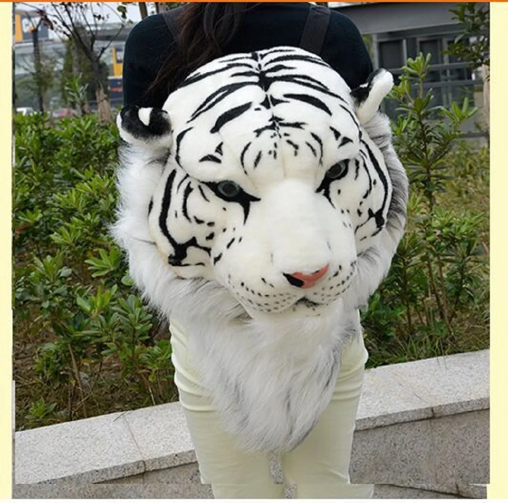 

plush simulation white tiger head backpack new steller's tiger head backpack gift 1731