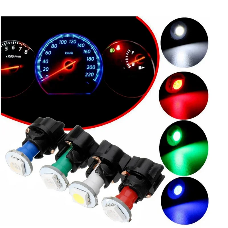 10X High Bright 12V T5 LED Bulb Car Instrument Cluster Panel Dash Light Lamp Twist Lock Socket Decorative Parts Car Accessories