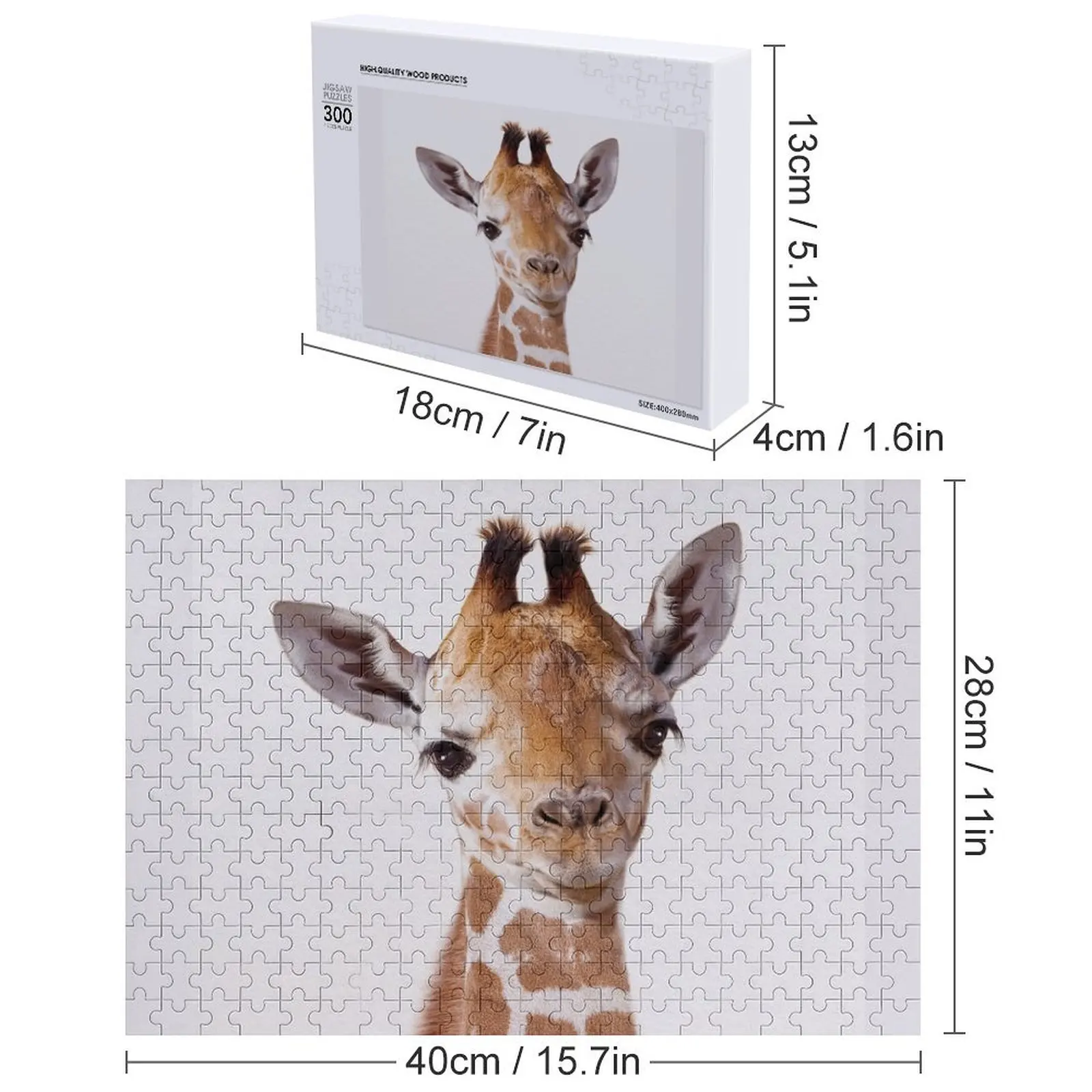 赤ちゃんキリン、赤ちゃん動物アートプリント by Synplus ジグソーパズル パーソナライズされたギフト 結婚した木製名前パズル