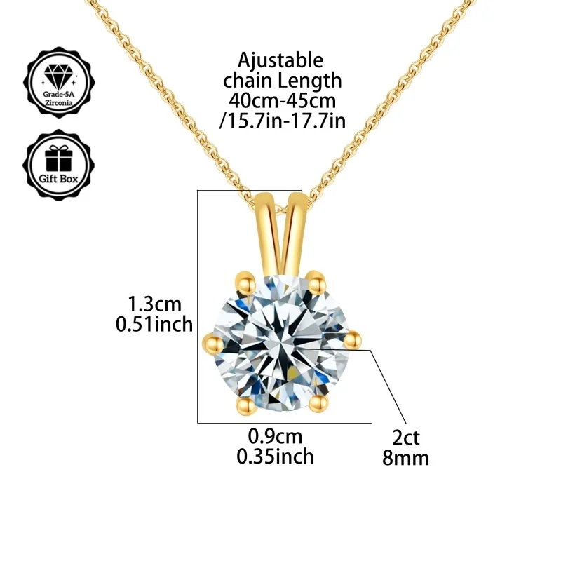 

LAMVOICE Jewelry for women, christmas gift high quality gift, 2 carat zirconia necklace, S925 sterling silver necklace