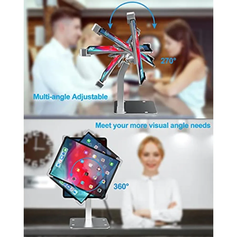 Woleyi Supporto per supporto per chiosco per tablet da tavolo antifurto Supporto per display POS per tablet da banco per carichi pesanti con serratura di sicurezza e chiave Co