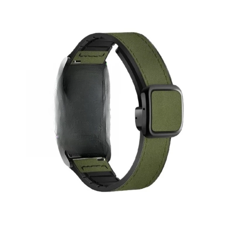 Magnetic Faux Leather Watch Strap, Adjustable Replacement Wrist Band for Smart Watch