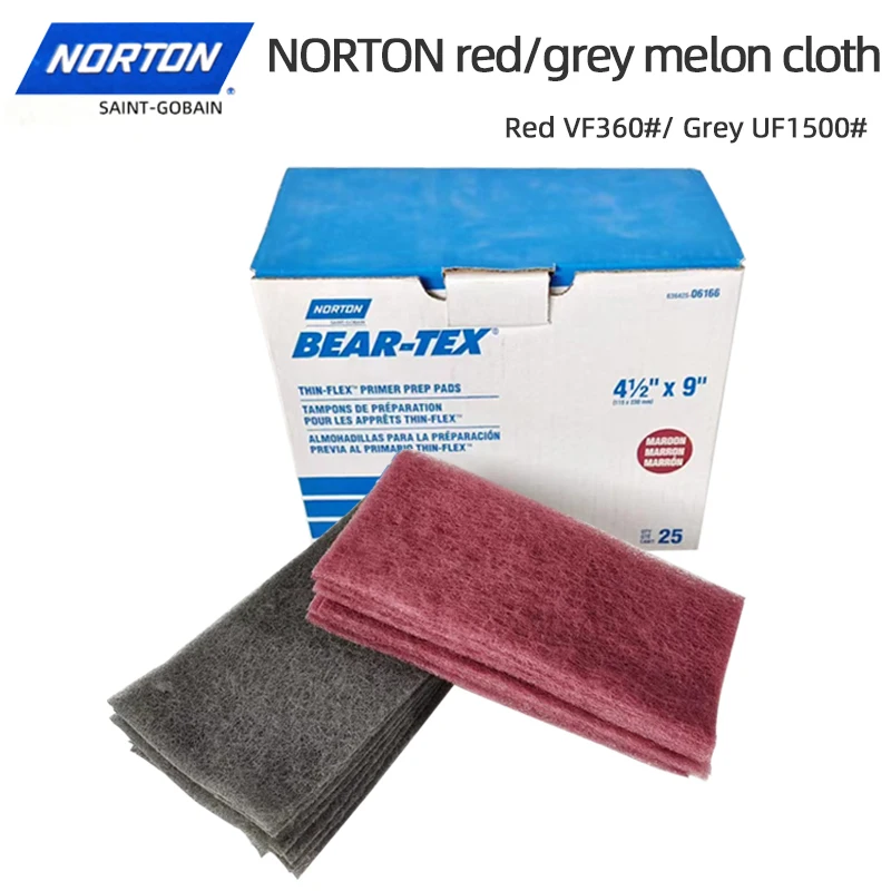 

25 Sheets Norton Red Gray Scouring Pad Industrial Polishing Metal Rust Removal Brushed Cleaning 360 Mesh 1500 Mesh