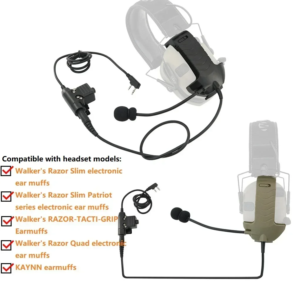 

Tactical Headset Airsoft Shooting Headset Hearing Protection Earmuff Communication Adapter for Walker's Razor Electronic Earmuff