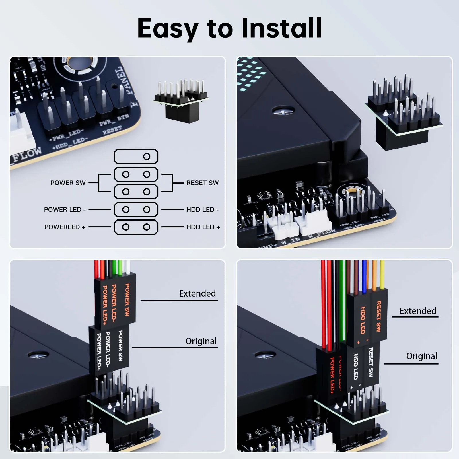 2M External Switch Power Button Motherboard Mechanical Desktop Power Switch Extension Cable On/Off For PC Computer Home Office