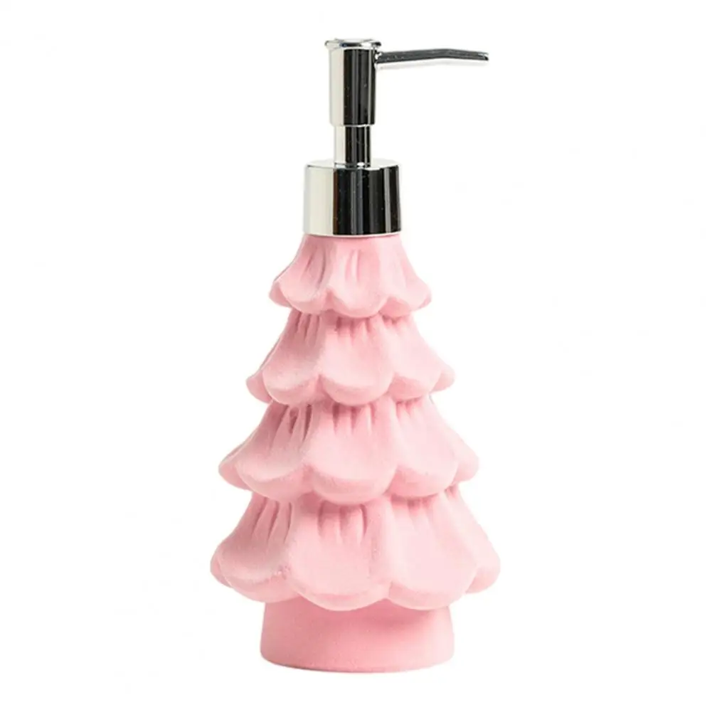 Small Christmas Gifts for Friends Christmas Tree Dispenser with Flocking Effect Refillable Lotion Pump Bottle for Bathroom