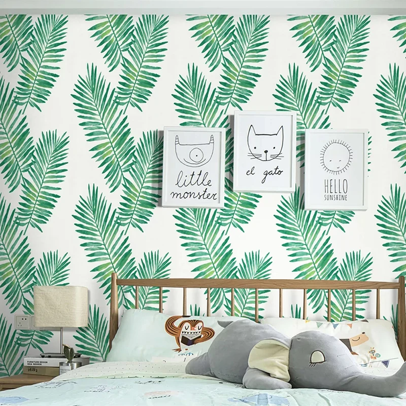 3D Tropical Leaves Wallpaper Vinyl Self Adhesive Mura Contact Paper Modern Home Decor for Walls Kidsroom Livingroom Bedroom