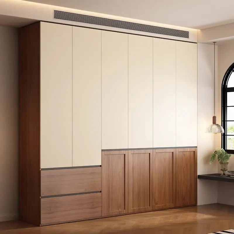 Medieval segmented solid wood wardrobe one door to the top free handle modern simple desk integrated granular board large