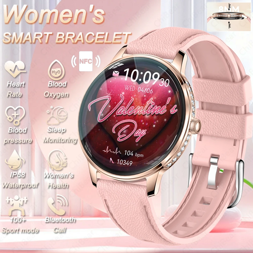 

2026New Fashion Ultra-Slim SmartWatch Health Monitoring Bluetooth Call Heart Rate Blood Oxygen Sports Modes Smart Watch Women