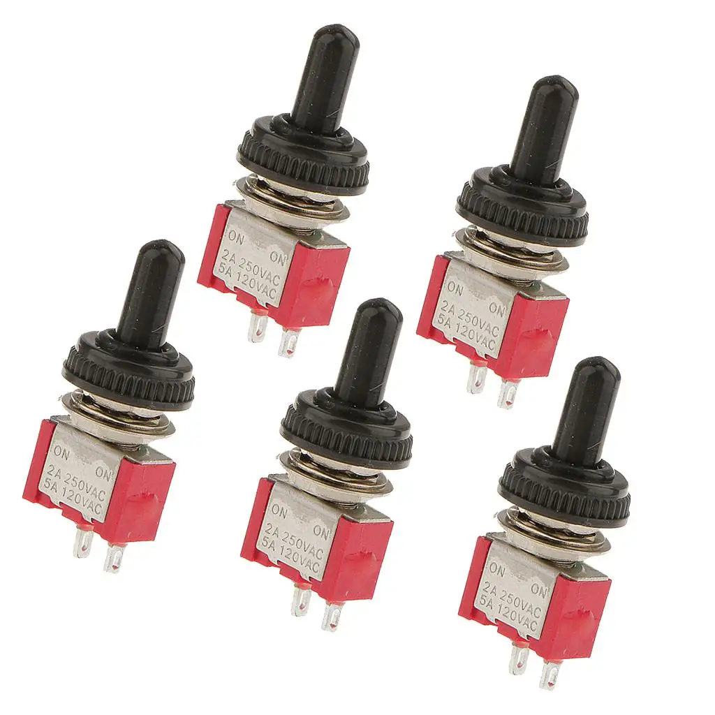 

Мини-тумблеры SPST, 5 шт., миниатюрные + водонепроницаемая крышка, 2P, красный