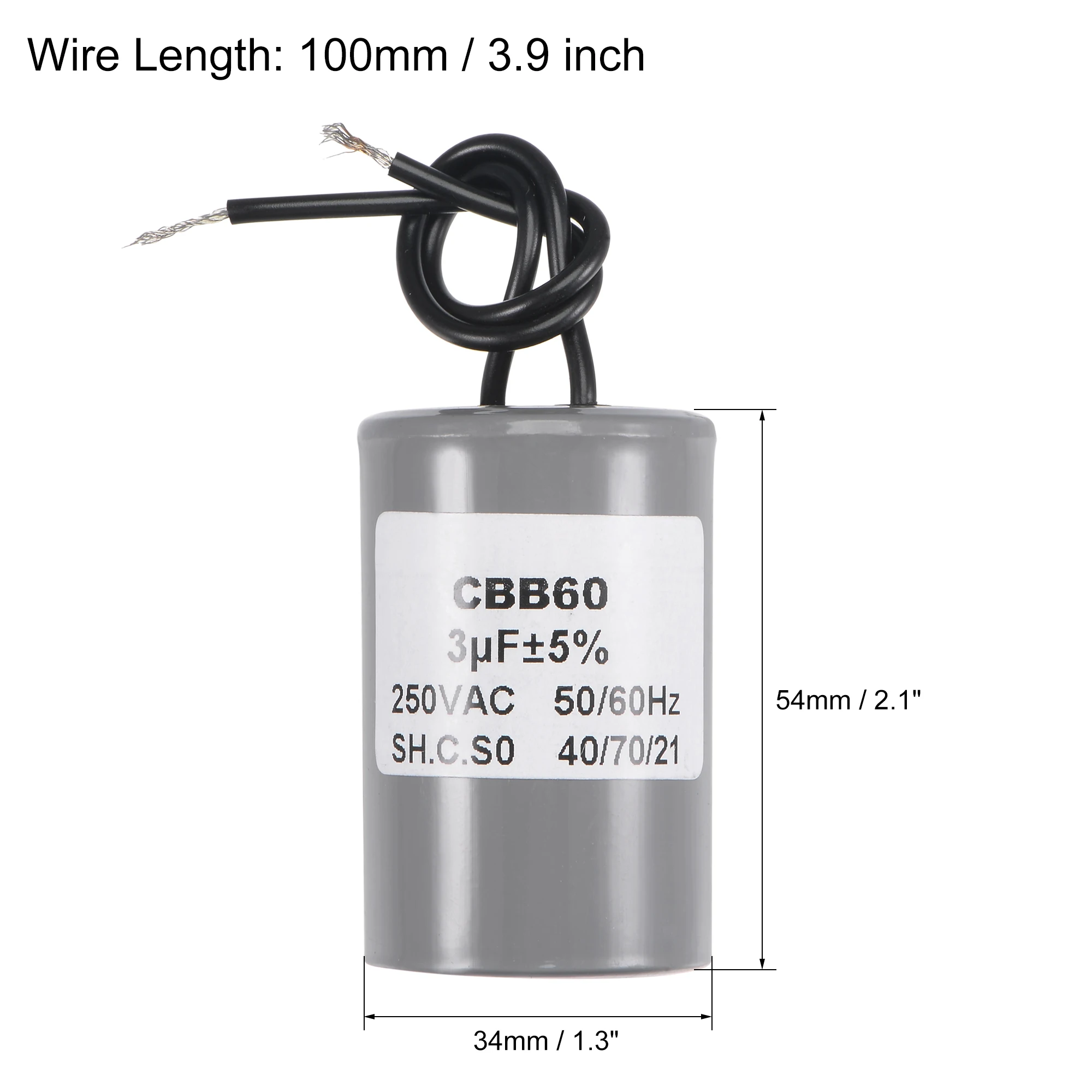 CBB60 Motor Run Capacitor AC 250V 3 4 5 6 8 10 12 15 16 18 20 22 25uF 50/60Hz Cylinder Motor Running Capacitor for Water Pumps