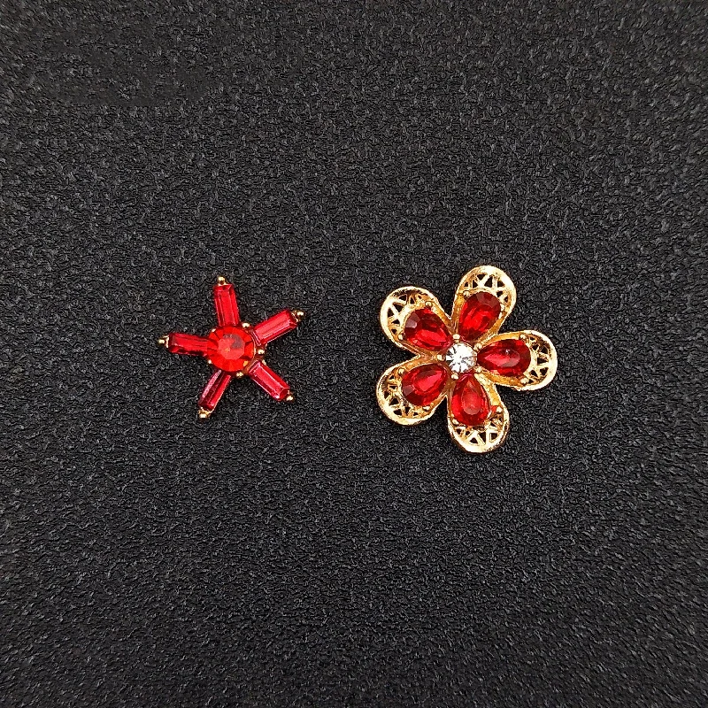 Engood 100Pcs Red Rhinestones Flower Star Button DIY Wedding and Children Headband Kids Hair Sewing Trim & Embellishments Craft