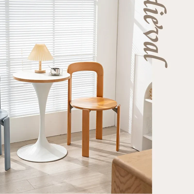 Nordic Light Luxury Solid Wood Dining Chair Modern Family Kitchen Stools Small Family Can Be Stacked Chairs Dining Room