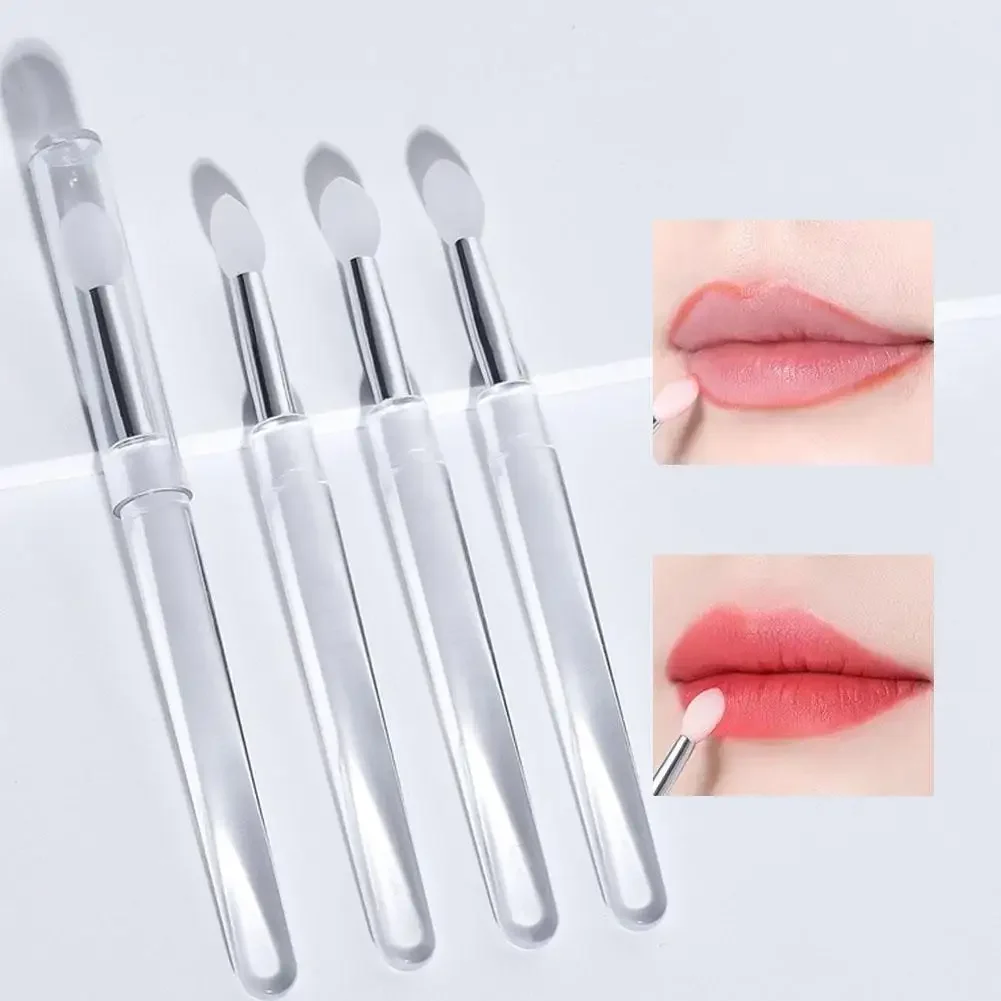 10 pçs portátil silicone escova labial com capa macio lábio maquiagem bálsamo aplicador batom lipgloss pincéis de maquiagem ferramenta de cuidados faciais