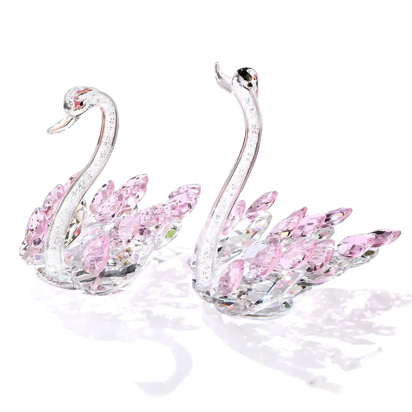 K9 Set of 2 Crystal Pink Swans - Wedding Anniversary Gift for Couple, Mom, Parents - Swan Figurines Home Decor & Keepsake