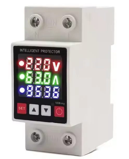 3PCS Ginri JMRD-KWH Adjustable Din Rail 2P 63A AC Over Under Voltage Protection Energy Power KWh Meter Voltage Protector