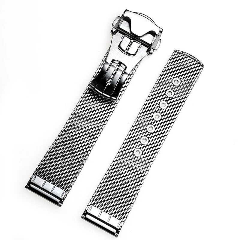 20mm Stainless Steel Watch Strap for Seiko for Omega Seamaster 007 Diving Wrist Band Milanese Mesh Strap Folding Buckle Bracelet