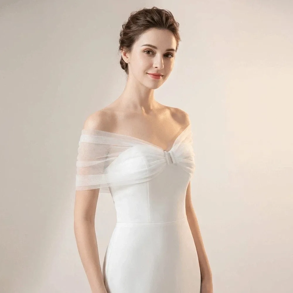Polyester Off-Shoulder Bridal Sleeves Loose Detachable Sheer Arm Covers Multi-Color Options Solid Color