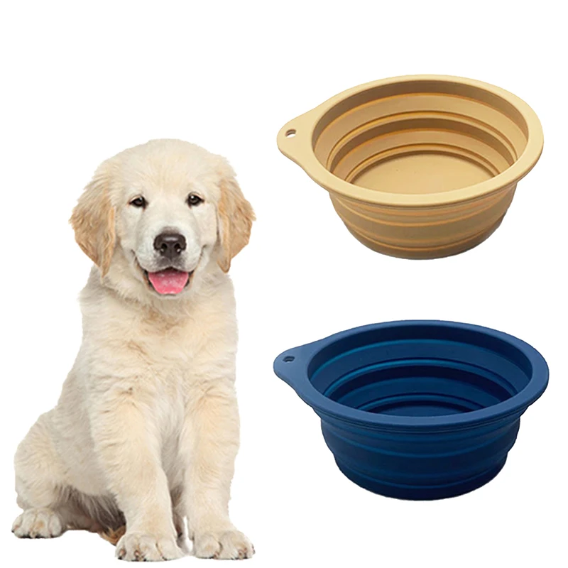 600ML Foldable Pet Bowl Portable Puppy Food Container Silicone Collapsible Feeder For Outdoor Camping Dog Accessories